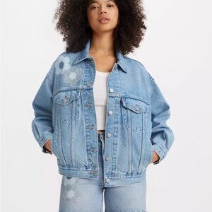Levi's 90’s Trucker Style Light Blue Denim Jacket with “Geo Florals” Detail